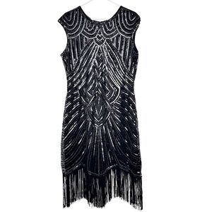 Babeyond Fringe Sequined Beaded Flapper 20’s Great Gatsby Dress